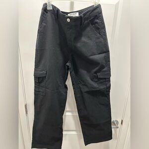 Black Cargo Pants with Wide Leg Design